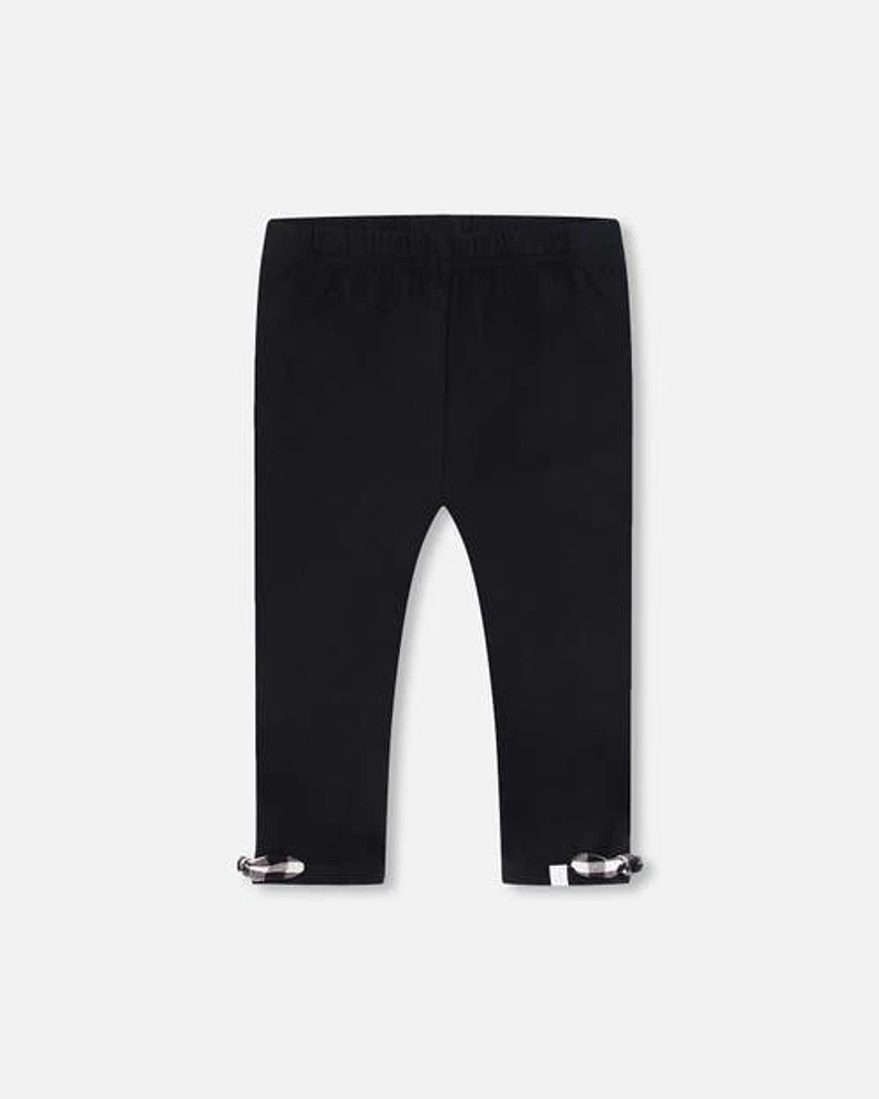 Deux Par Deux Girl's Organic Cotton Capri Legging With Knots Black at Nordstrom