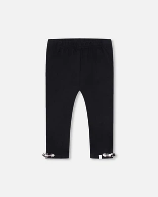 Deux Par Deux Girl's Organic Cotton Capri Legging With Knots Black at Nordstrom