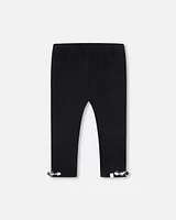 Deux Par Deux Girl's Organic Cotton Capri Legging With Knots Black at Nordstrom