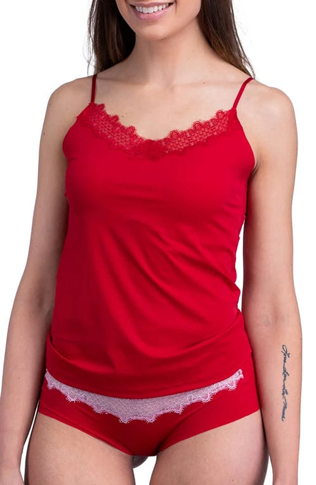 Uwila Warrior Happy Seamless Lace Trim Camisole Jester Red at Nordstrom,