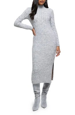 River Island Cable & Rib Stitch Long Sleeve Sweater Dress Grey at Nordstrom,