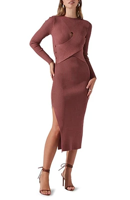 ASTR the Label Cutout Long Sleeve Ribbed Midi Sweater Dress at Nordstrom,