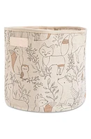 CRANE BABY Kendi Safari Print Round Nursery Storage Bin in Brown Woodland Animal at Nordstrom