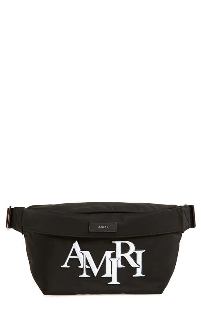 AMIRI Staggered Logo Nylon Belt Bag in Black at Nordstrom