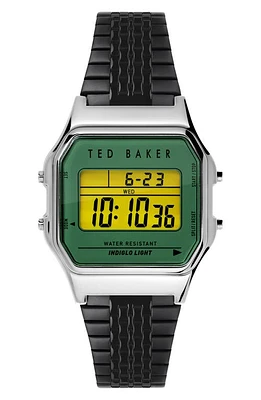 Ted Baker London Ted '80s Digital Bracelet Watch, 35.5mm in Silver/Green/Black at Nordstrom