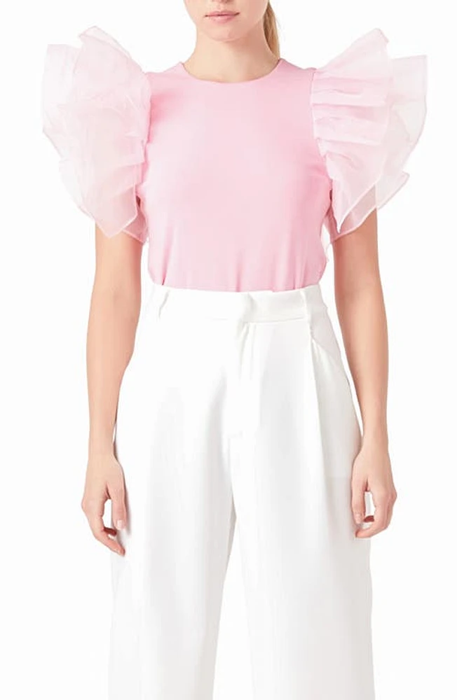 Endless Rose Organza Ruffle Sleeve Top at Nordstrom,