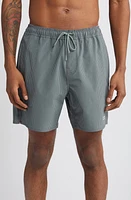 Saturdays NYC Timothy Stripe Seersucker Swim Trunks in Crown Jewel at Nordstrom, Size Small