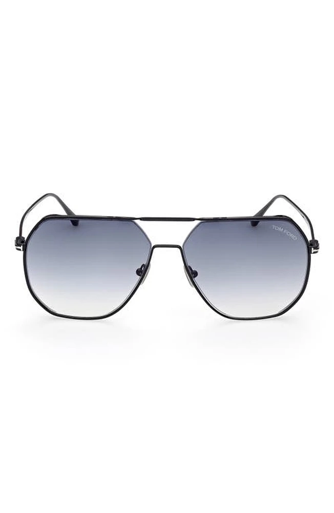 TOM FORD 59mm Polarized Navigator Sunglasses in Sblk/Smkg at Nordstrom