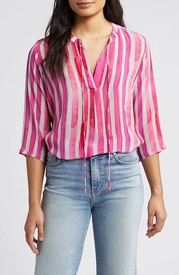 APNY Tie Neck Top Pink Multi at Nordstrom,