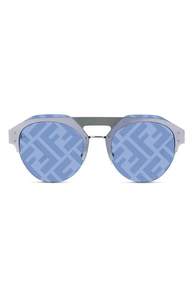 'Fendi Technicolor Oval Sunglasses in Shiny Palladium /Blu Mirror at Nordstrom