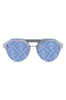 'Fendi Technicolor Oval Sunglasses in Shiny Palladium /Blu Mirror at Nordstrom