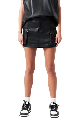 Grey Lab Cargo Faux Leather Miniskirt Black at Nordstrom,