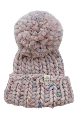 PINE + POPPY Denali Wool Blend Pompom Hat in Birthday Cake at Nordstrom