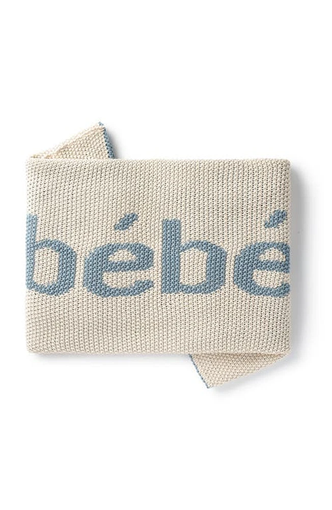 Domani Home Bébé Cotton Blanket in Ivory/Blue at Nordstrom