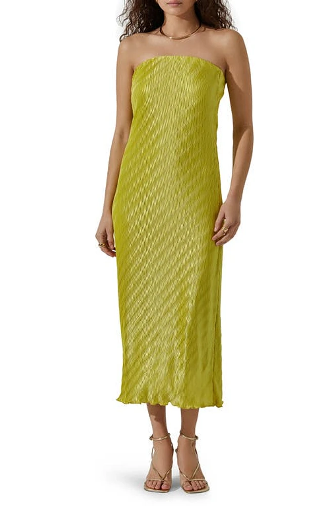 ASTR the Label Plissé Strapless Midi Dress at Nordstrom,