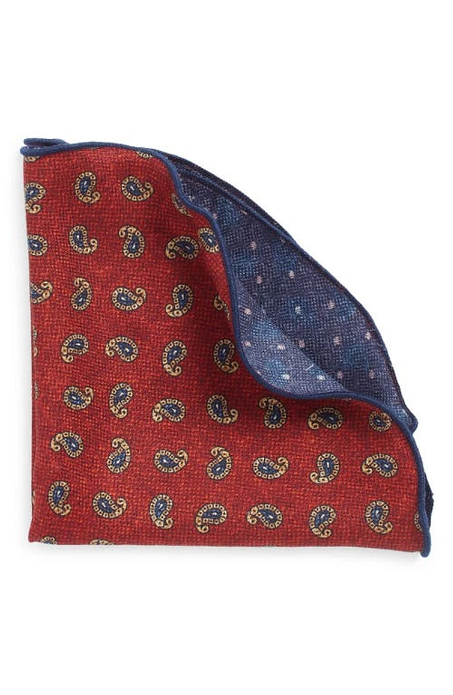 EDWARD ARMAH Polka Dot & Paisley Print Reversible Silk Pocket Circle in Brick at Nordstrom