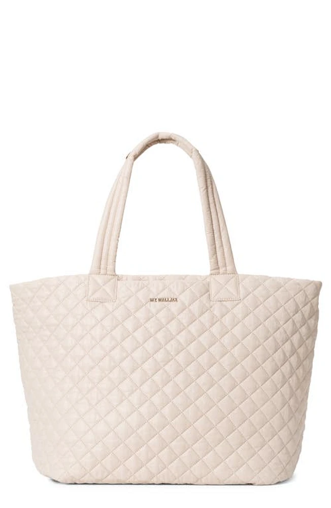 MZ Wallace Large Metro Deluxe Quilted Nylon Tote in Mushroom at Nordstrom