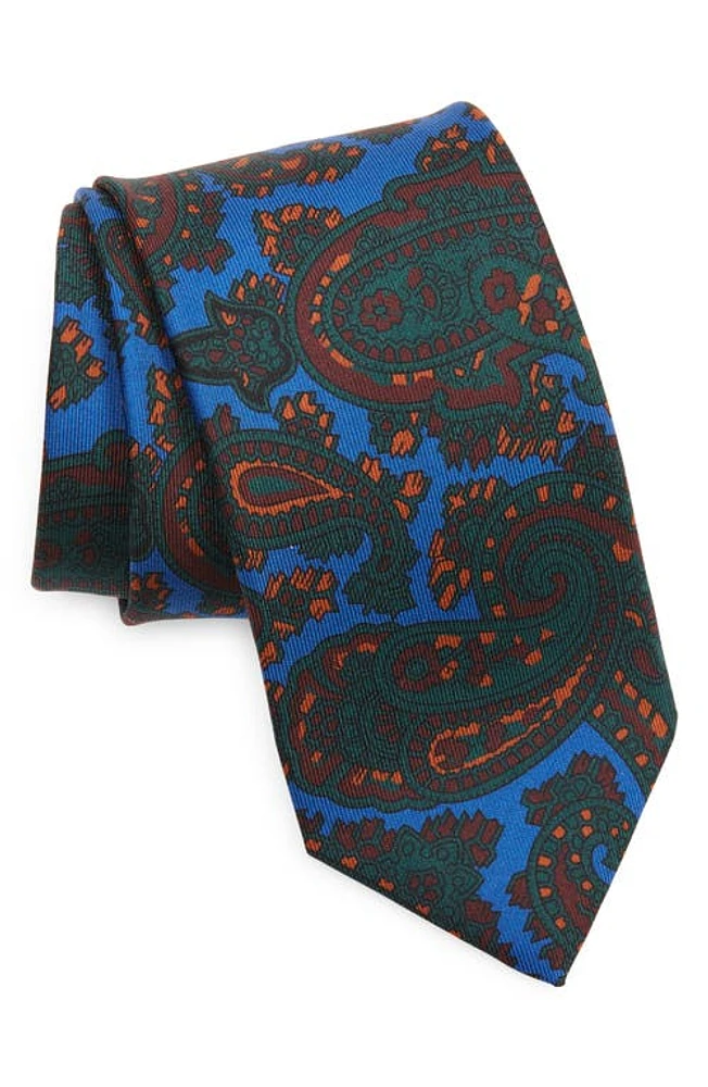 Drake's Paisley Silk Tie in Blue/Green at Nordstrom