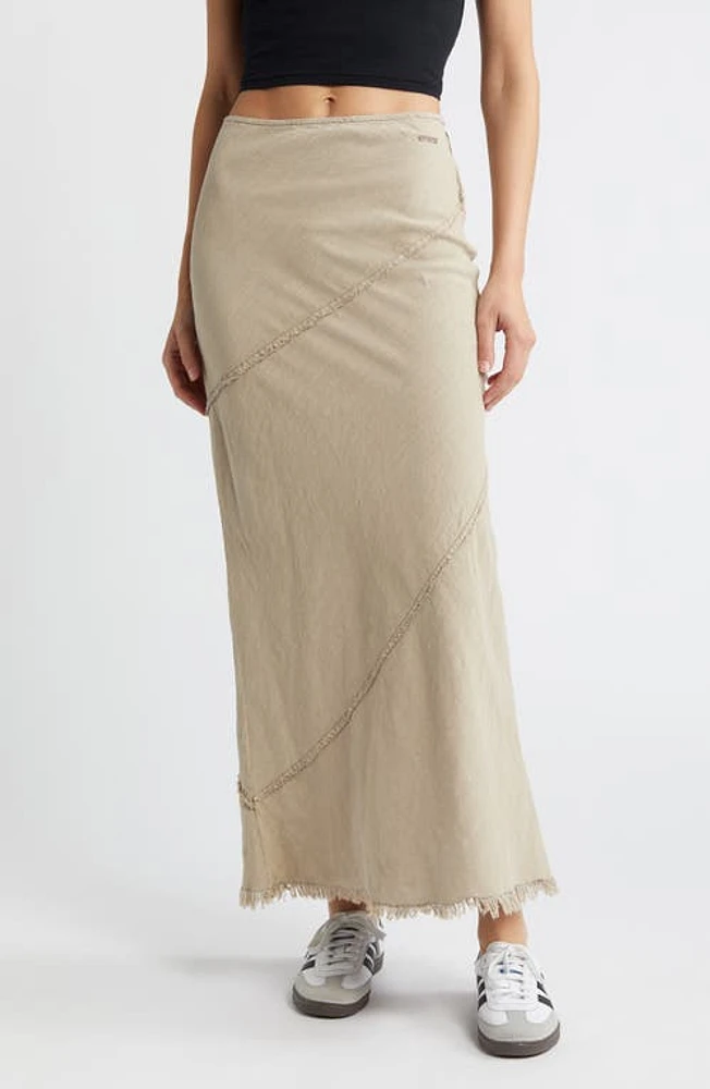 BDG Urban Outfitters Fray Seam Maxi Skirt Dark Sand at Nordstrom,