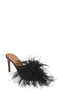 ATP ATELIER Laviano Feather Pointed Toe Mule Black at Nordstrom,