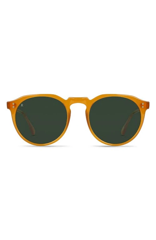 RAEN Remmy 49mm Tinted Round Sunglasses in Honey/Bottle Green at Nordstrom