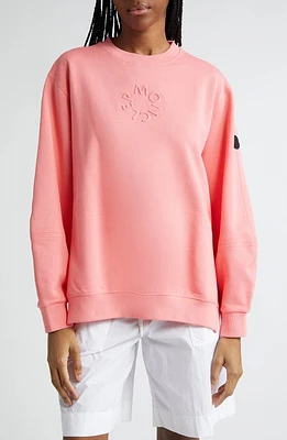 Moncler Embossed Logo Crewneck Sweatshirt Desert Rose at Nordstrom,