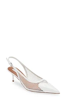 Alaïa Heart Fishnet Kitten Heel Slingback Pump Blanc Optique at Nordstrom,