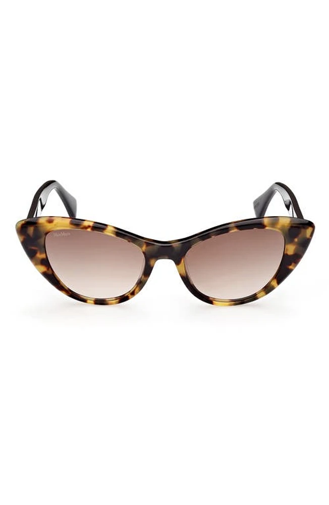 Max Mara 51mm Cat Eye Sunglasses in Shiny Tokyo Tortiose Black at Nordstrom