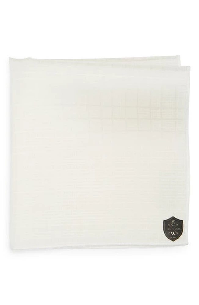 CLIFTON WILSON Tonal Plaid Silk Pocket Square in White at Nordstrom