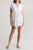 Poupette St Barth Sasha Floral Cover-Up Minidress Optic White at Nordstrom,