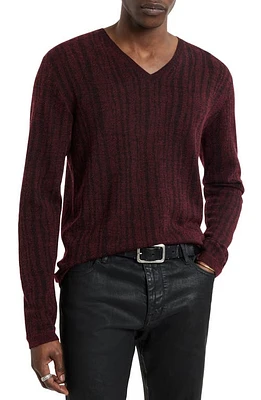 John Varvatos Bandera Rib Wool Blend V-Neck Sweater at Nordstrom,