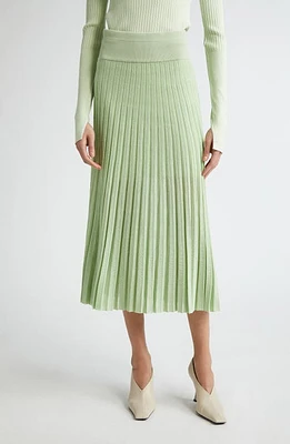 Maria McManus Sheer Pleated Midi Sweater Skirt Aegean Green at Nordstrom,