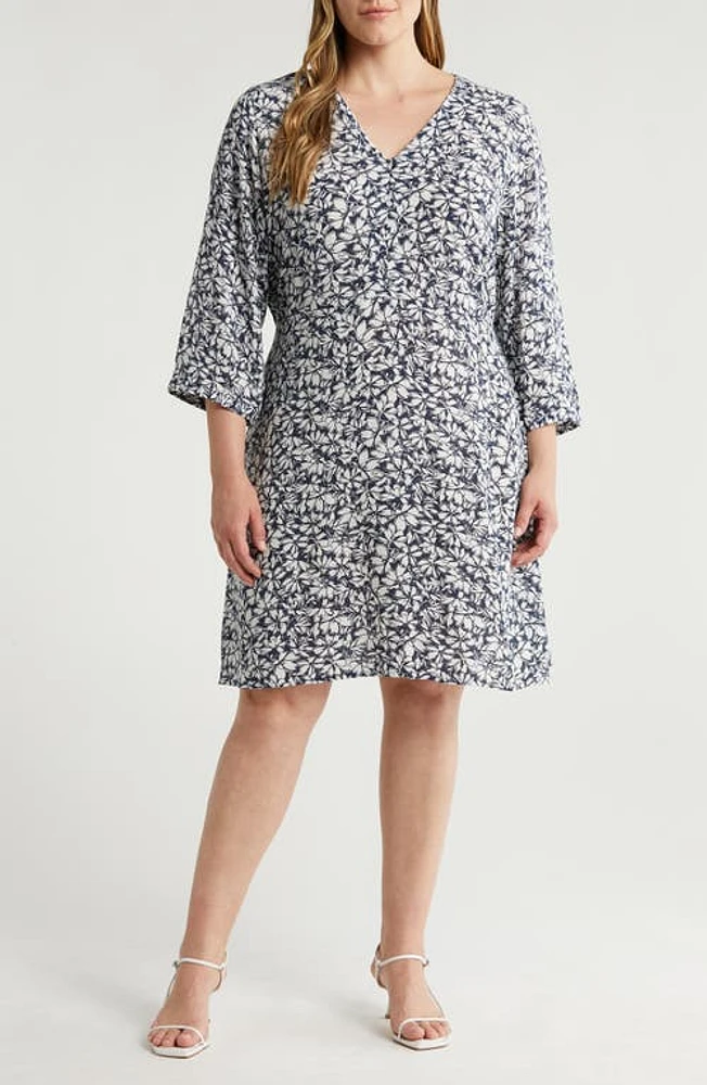 VERO MODA CURVE Menny Floral Shift Dress Navy Blazer Aop Huki at Nordstrom,