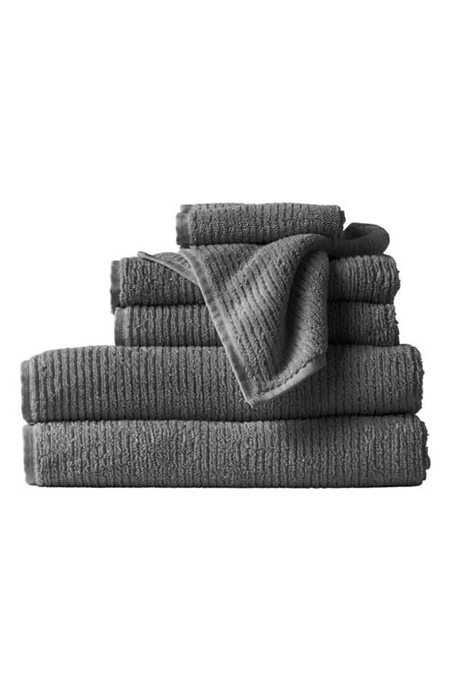 Coyuchi Temescal Organic Cotton Ribbed Bath Essentials in Shadow at Nordstrom, Size Bath Mat