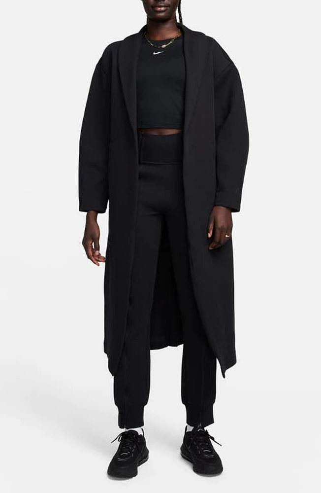 Nike Sportswear Oversize Tech Scuba Knit Duster Black/Black at Nordstrom,