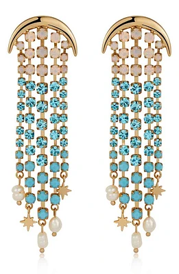 Ettika Galaxy Fringe Freshwater Pearl Earrings in Aqua at Nordstrom