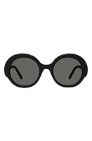 Loewe Thin 52mm Round Sunglasses in Shiny Black /Smoke at Nordstrom