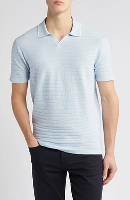 Robert Barakett Strato Stripe Organic Cotton Sweater Polo Light Blue at Nordstrom,