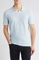 Robert Barakett Strato Stripe Organic Cotton Sweater Polo Light Blue at Nordstrom,