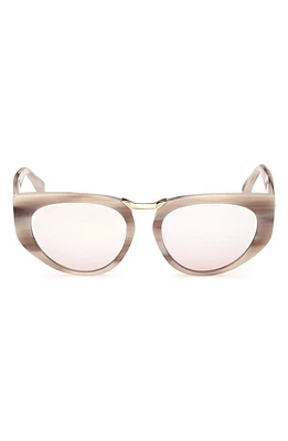 Max Mara Bridge1 54mm Cat Eye Sunglasses in Beige Horn /Brown Mirror at Nordstrom