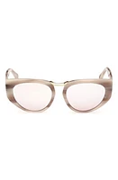 Max Mara Bridge1 54mm Cat Eye Sunglasses in Beige Horn /Brown Mirror at Nordstrom