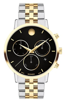 Movado Museum Classic Bracelet Chronograph Watch, 43mm in Black at Nordstrom