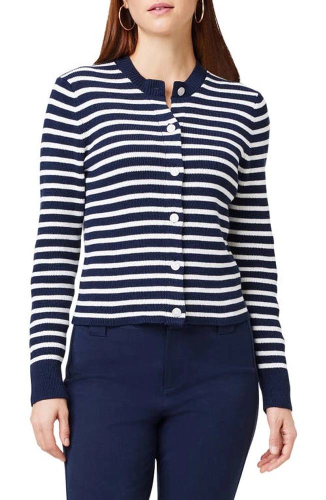 NIC+ZOE 9 to 5 Stripe Cardigan in Indigo Multi at Nordstrom, Size Xx-Large