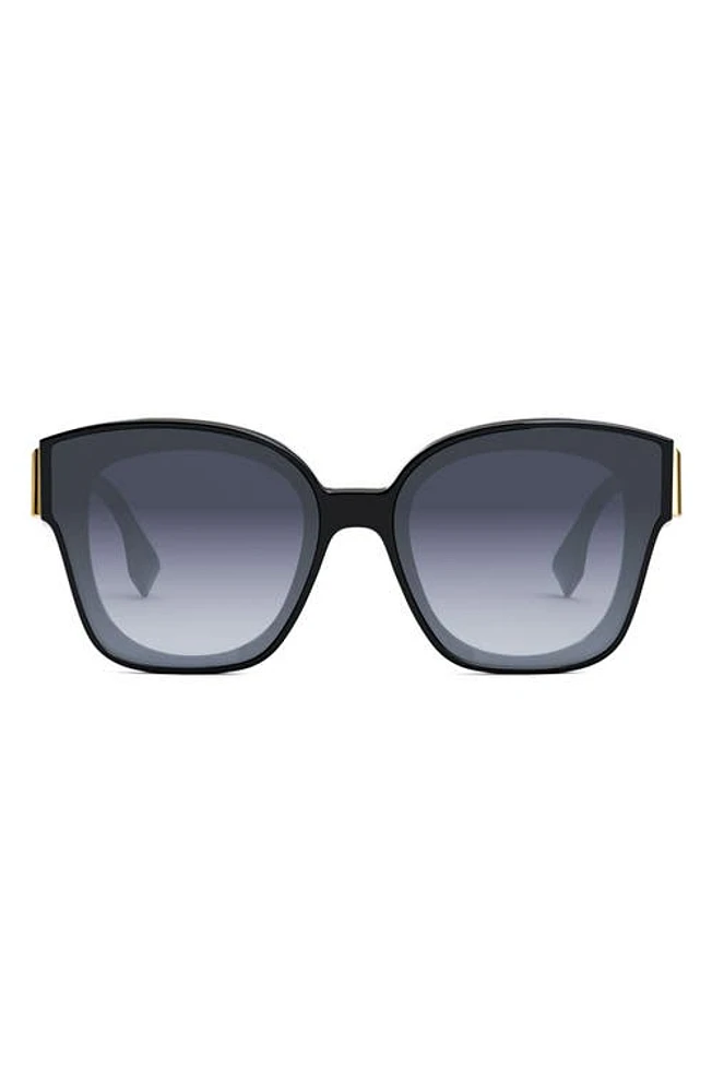 'Fendi First 63mm Square Sunglasses in Shiny Black /Gradient Blue at Nordstrom