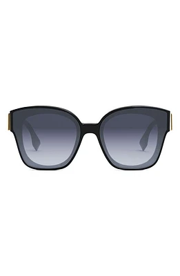 'Fendi First 63mm Square Sunglasses in Shiny Black /Gradient Blue at Nordstrom