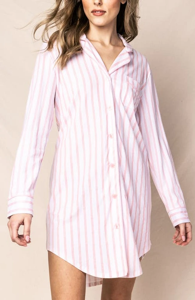 Petite Plume Pink Stripe Cotton Nightshirt at Nordstrom,