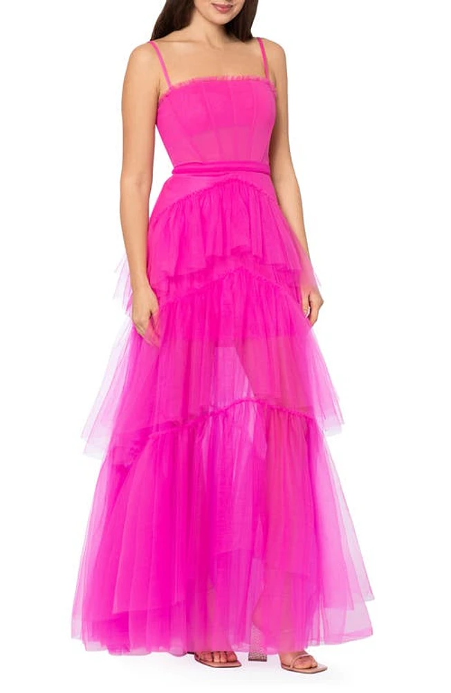 Betsy & Adam Tiered Tulle Ruffle Gown at Nordstrom,