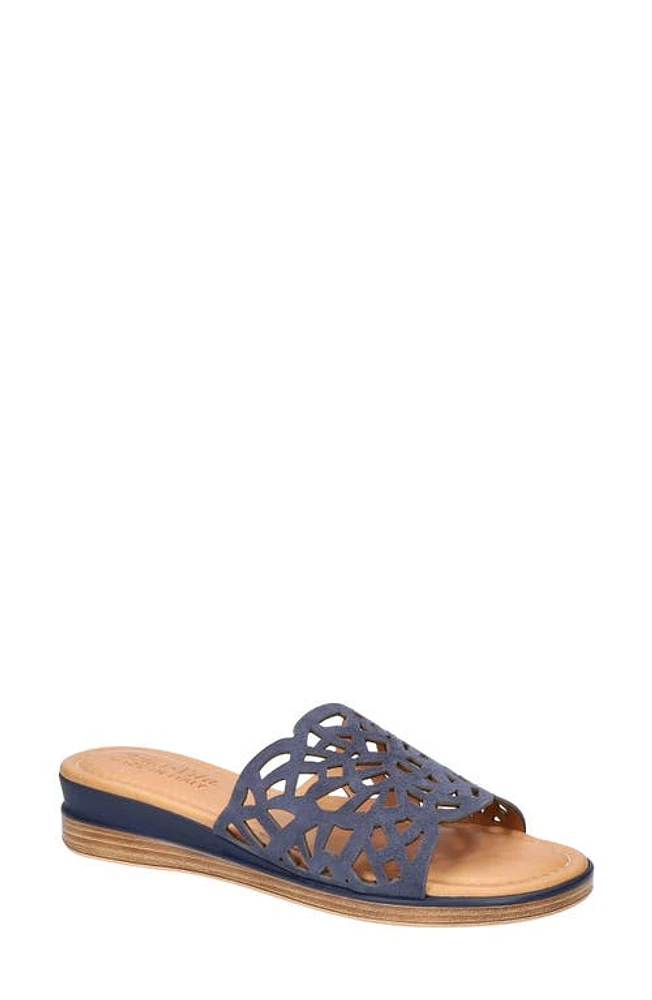 Bella Vita Cas-Italy Wedge Slide Sandal Navy Italian Leather at Nordstrom,