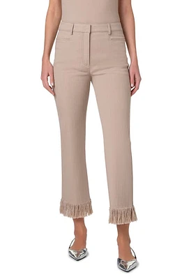 Akris punto Marli Fringe Hem Stretch Denim Crop Pants Beige at Nordstrom,