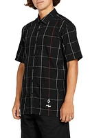 Volcom x Schroff Plaid Short Sleeve Button-Up Shirt Black at Nordstrom,